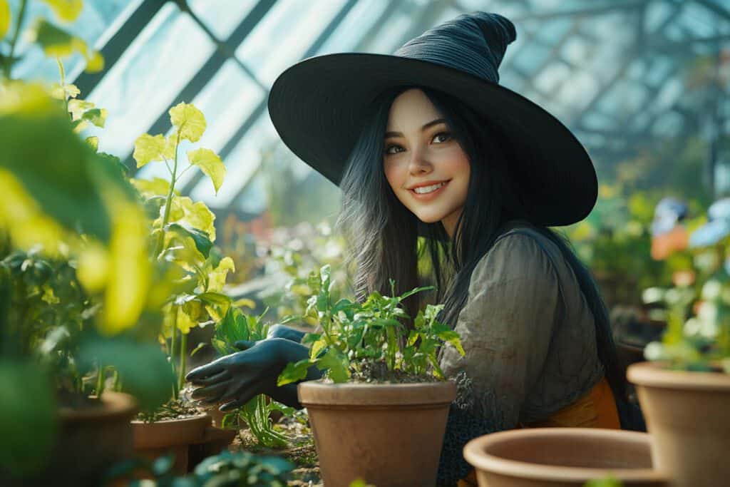 paraskiva  Smiling beautiful witch with black hair wearing ce df  a dbbea x