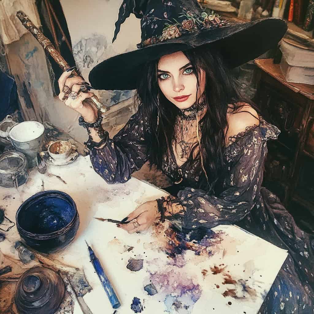 paraskiva  Beautiful witch paints watercolor paintings. os adc ee c  adcc