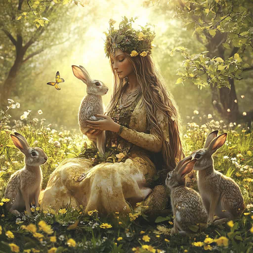 paraskiva  goddess eostra with hares. spring sunny eostra  ee c daa ada dcbaf