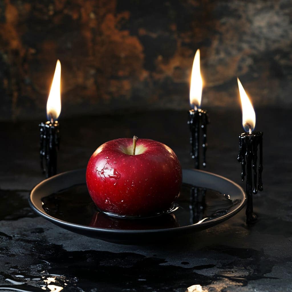 paraskiva  Beltane holiday black saucer with water apple i e d df cf aefbd 