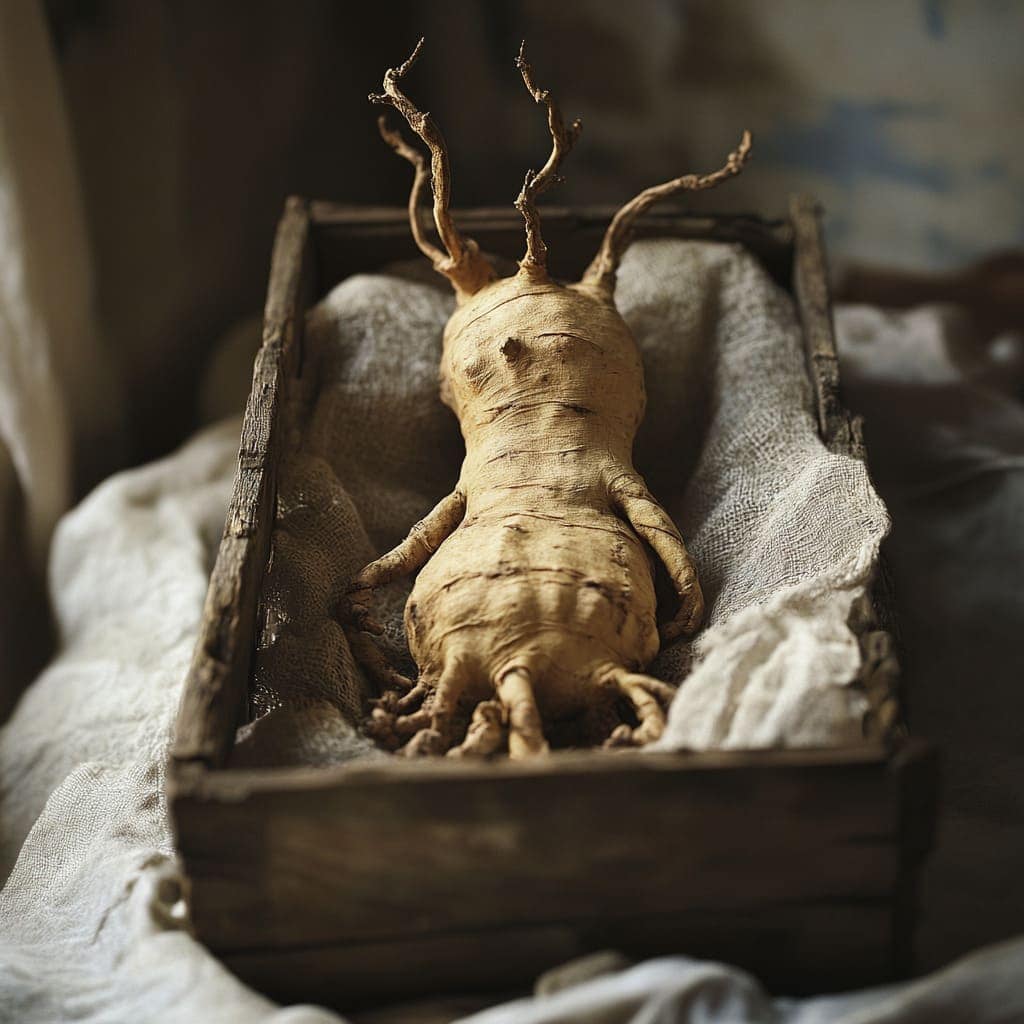 paraskiva  Beltane holiday mandrake root in a small crib r cddf dfb c baf ecacd 